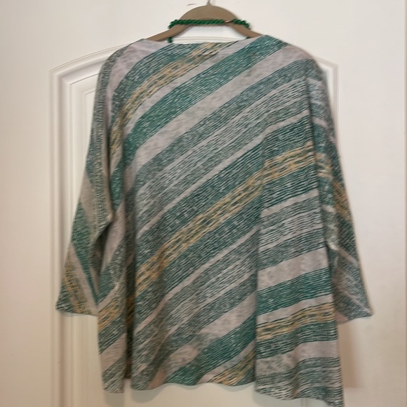🌺 NALLY & MILLIE; Pretty Designer, Green/White/Yellow 3/4 Length Sleeve Top XL! - Picture 8 of 12